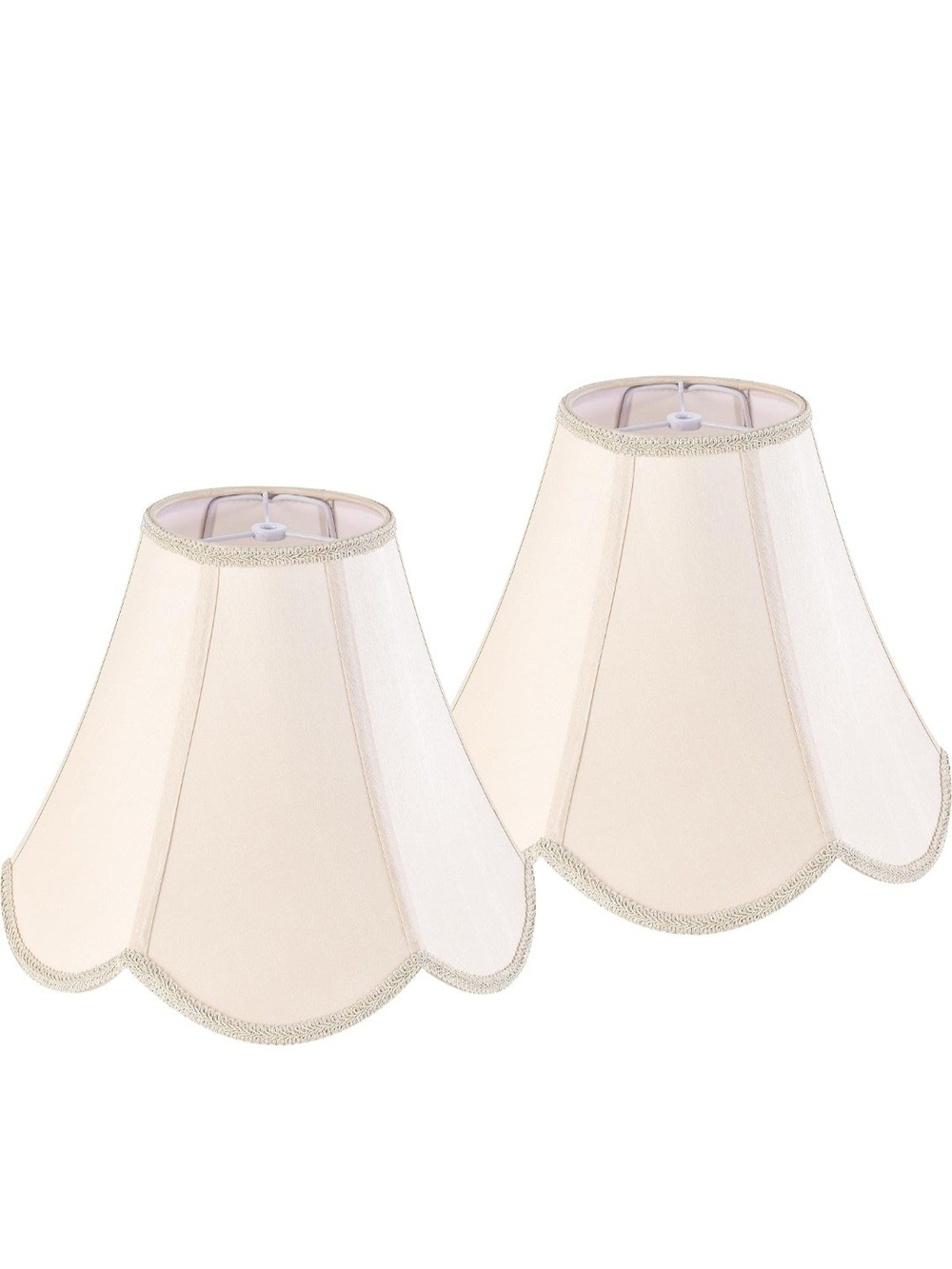 Set of 2 Scalloped Fabric Lamp Shades in Cream